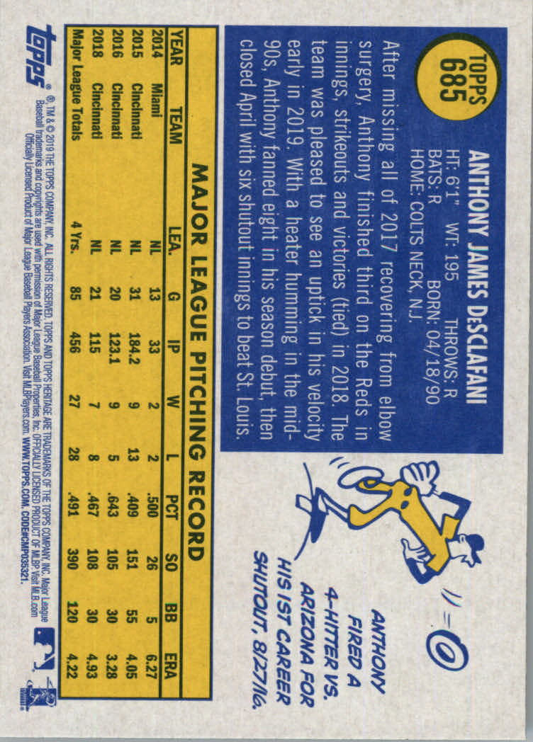 2019 Topps Heritage High Series Baseball Part 1 Main Set Cards #501 to #725 - Picture 357 of 431