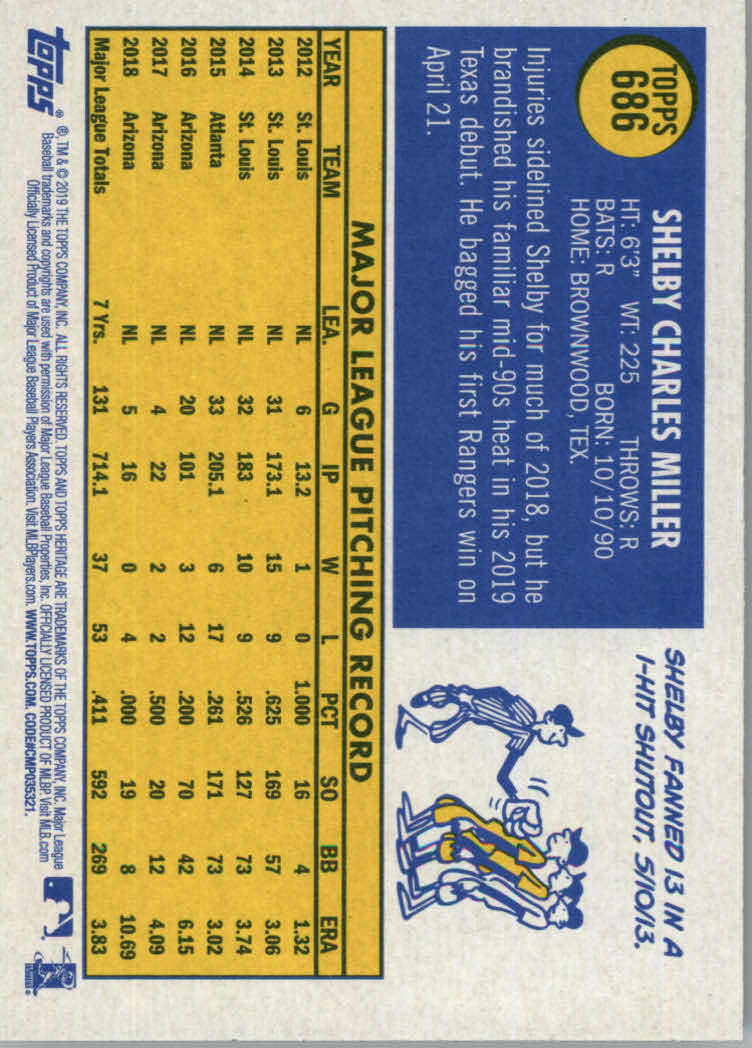 2019 Topps Heritage High Series Baseball Part 1 Main Set Cards #501 to #725 - Picture 359 of 431