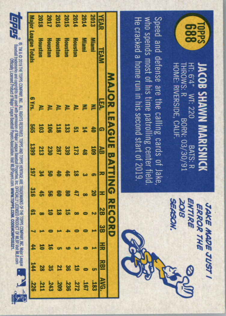 2019 Topps Heritage High Series Baseball Part 1 Main Set Cards #501 to #725 - Picture 363 of 431