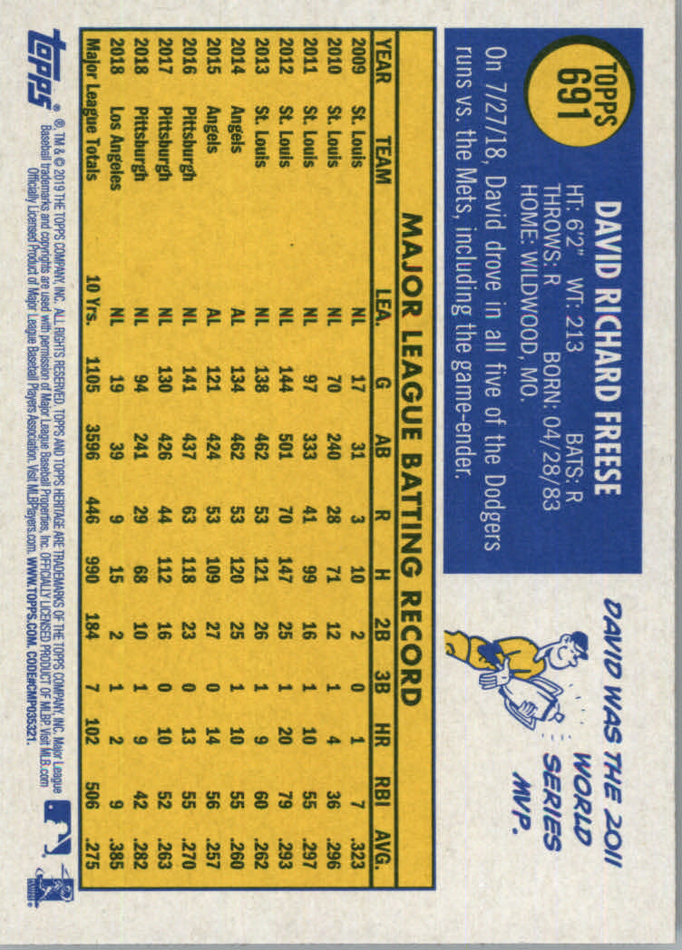2019 Topps Heritage High Series Baseball Part 1 Main Set Cards #501 to #725 - Picture 369 of 431