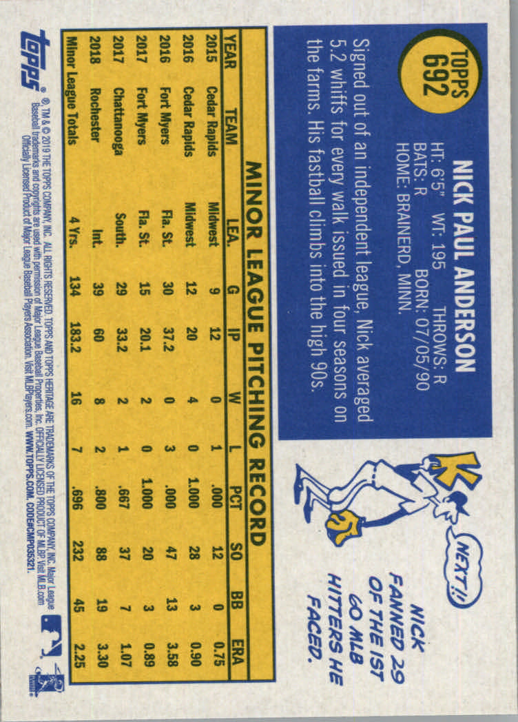 2019 Topps Heritage High Series Baseball Part 1 Main Set Cards #501 to #725 - Picture 371 of 431