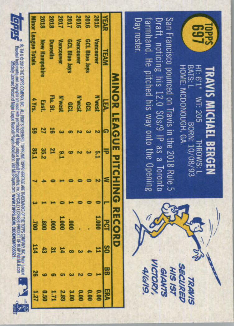 2019 Topps Heritage High Series Baseball Part 1 Main Set Cards #501 to #725 - Picture 381 of 431