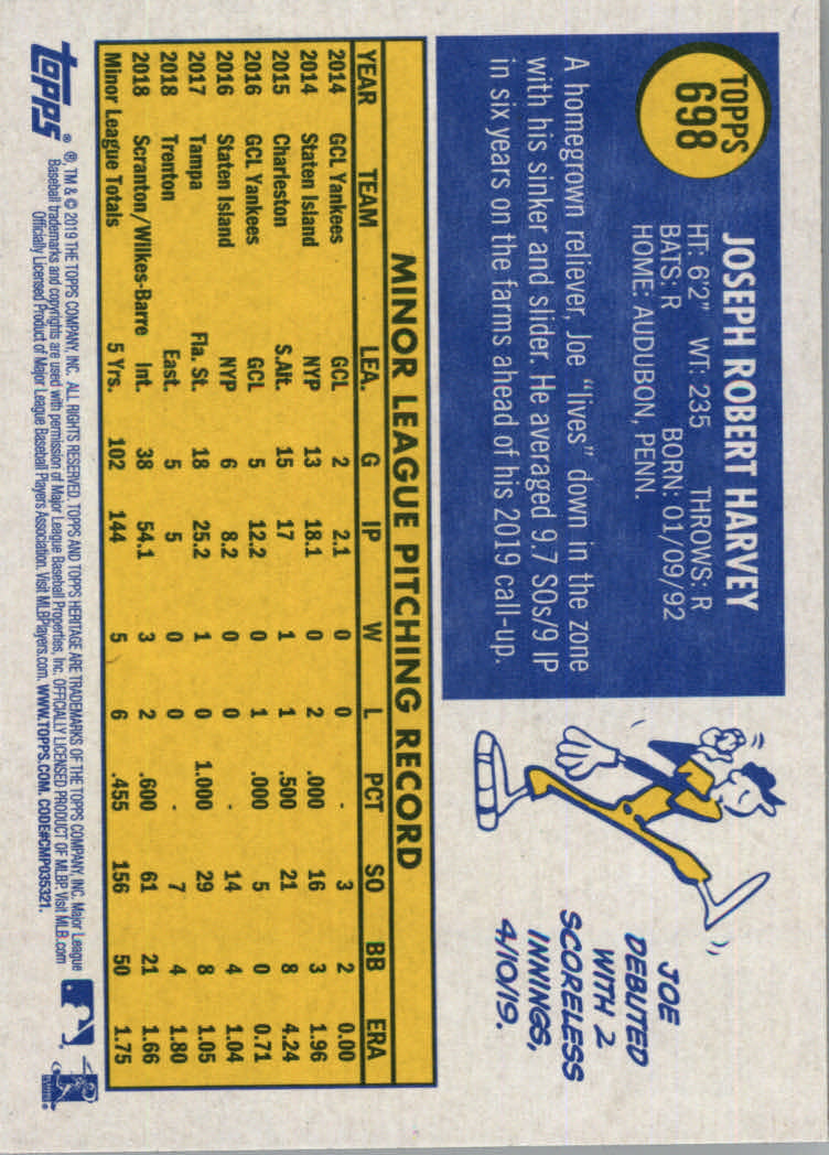 2019 Topps Heritage High Series Baseball Part 1 Main Set Cards #501 to #725 - Picture 383 of 431