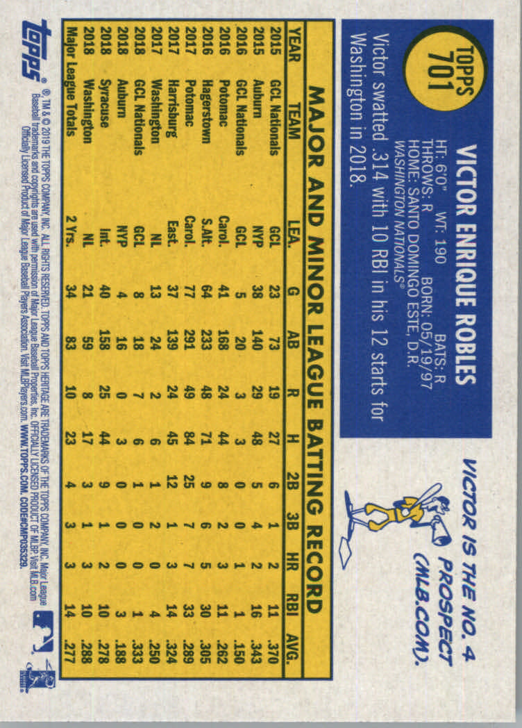2019 Topps Heritage High Series Baseball Part 1 Main Set Cards #501 to #725 - Picture 389 of 431