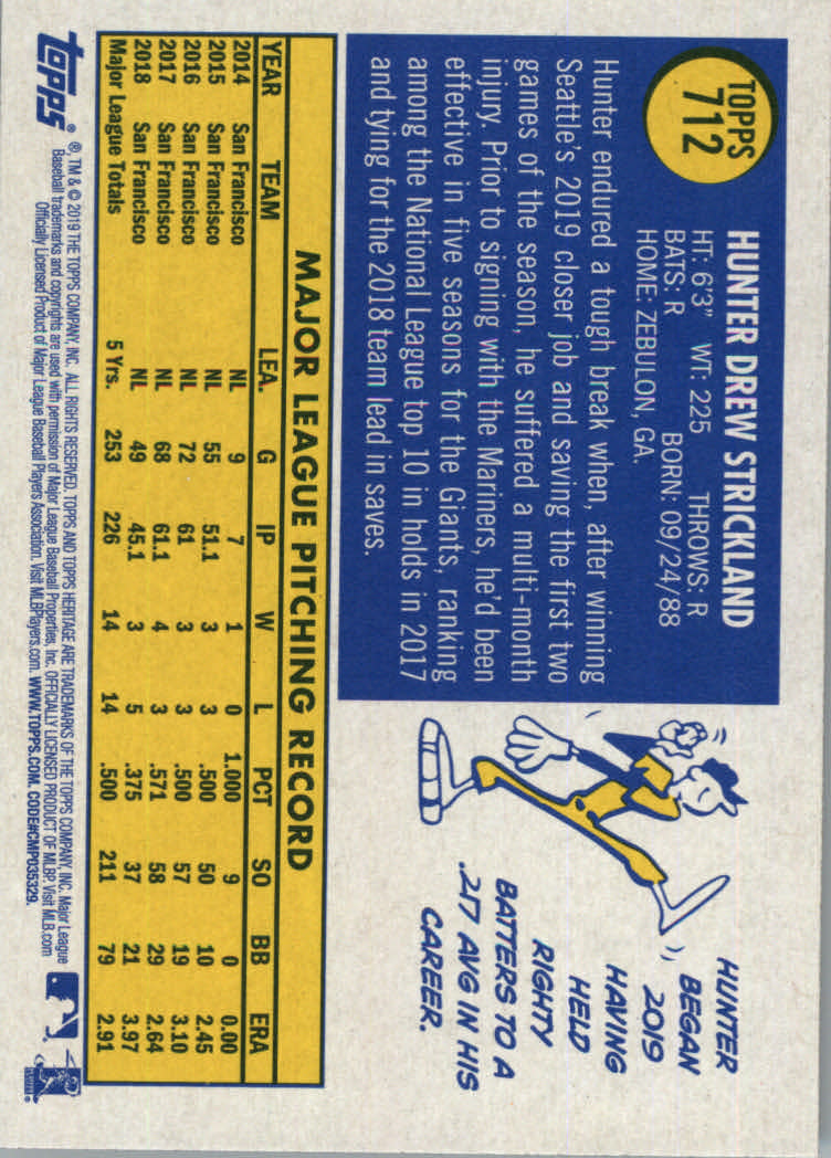 2019 Topps Heritage High Series Baseball Part 1 Main Set Cards #501 to #725 - Picture 407 of 431