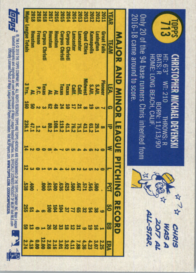 2019 Topps Heritage High Series Baseball Part 1 Main Set Cards #501 to #725 - Picture 409 of 431