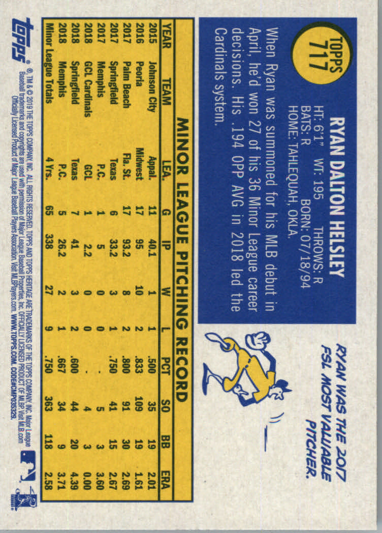 2019 Topps Heritage High Series Baseball Part 1 Main Set Cards #501 to #725 - Picture 417 of 431