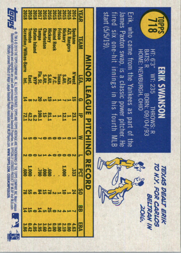 2019 Topps Heritage High Series Baseball Part 1 Main Set Cards #501 to #725 - Picture 419 of 431