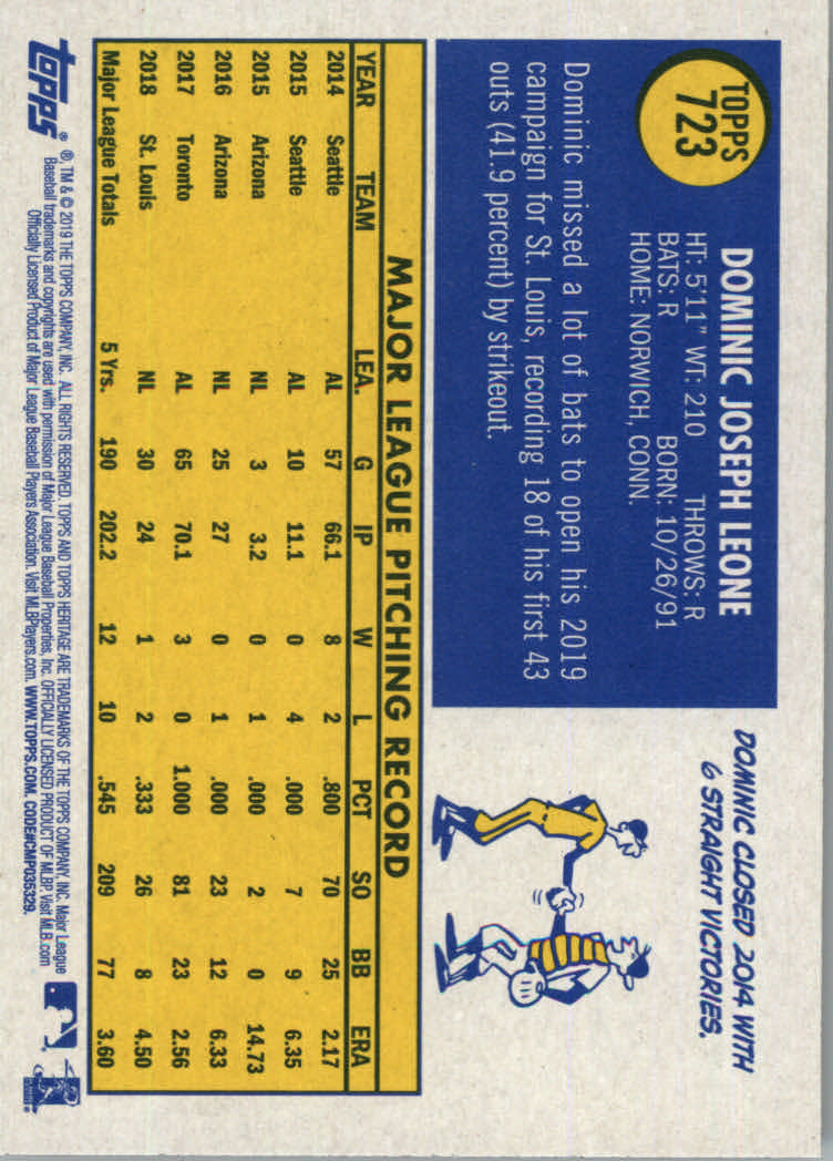2019 Topps Heritage High Series Baseball Part 1 Main Set Cards #501 to #725 - Picture 429 of 431