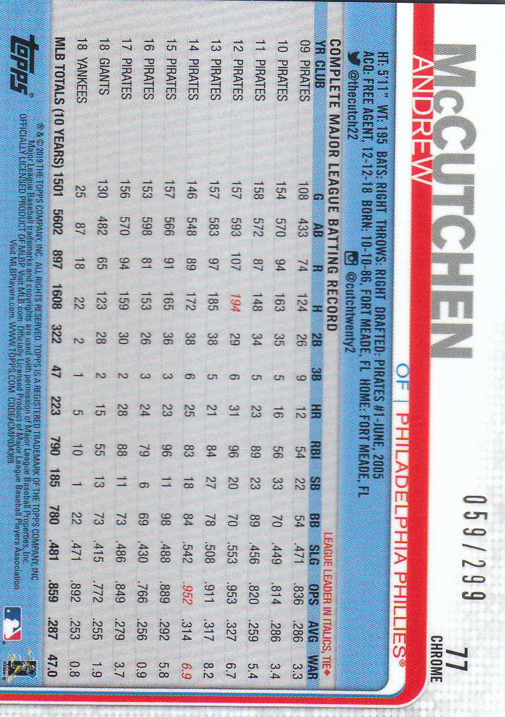 2019 Topps Chrome Baseball Part 4 Color Refractors and Variation Cards - Bild 65 von 75