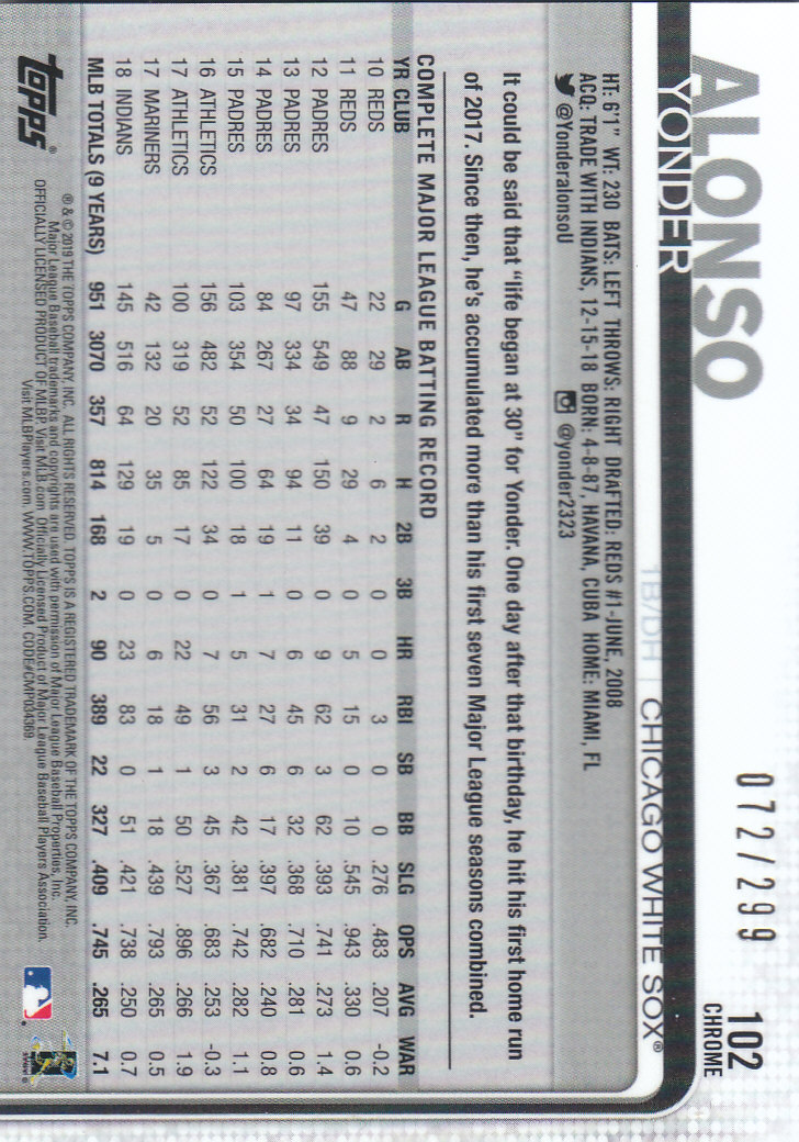 2019 Topps Chrome Baseball Part 4 Color Refractors and Variation Cards - Bild 67 von 75