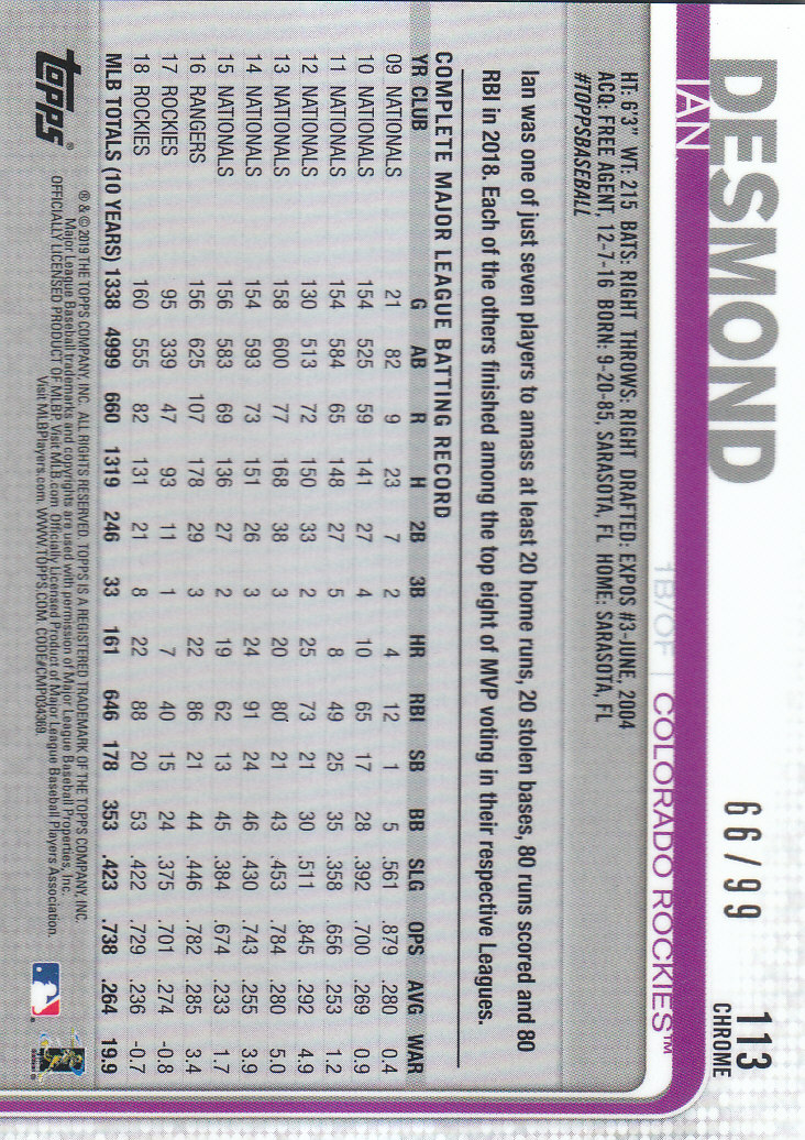 2019 Topps Chrome Baseball Part 4 Color Refractors and Variation Cards - Bild 27 von 75