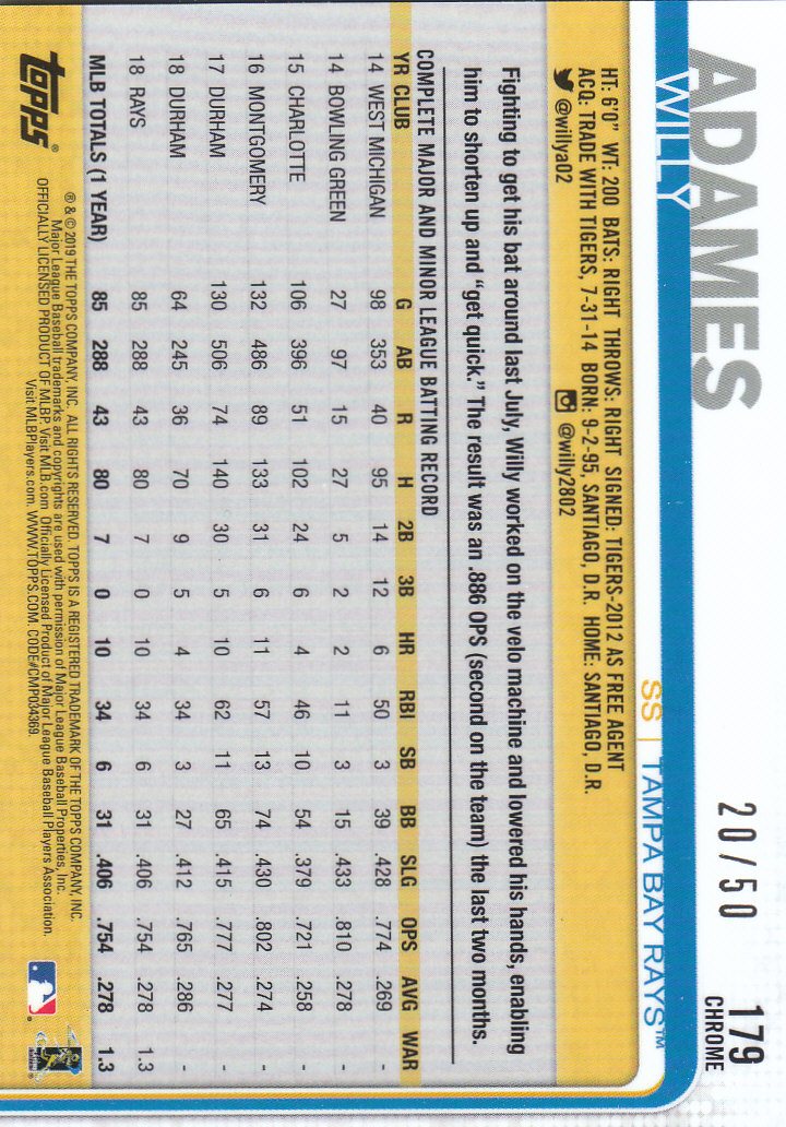 2019 Topps Chrome Baseball Part 4 Color Refractors and Variation Cards - Bild 17 von 75