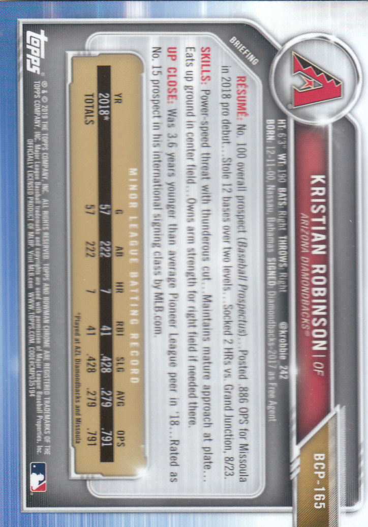 2019 Bowman Chrome Baseball "Prospects" Insert Cards #BCP1 to #BCP250 - Picture 255 of 353