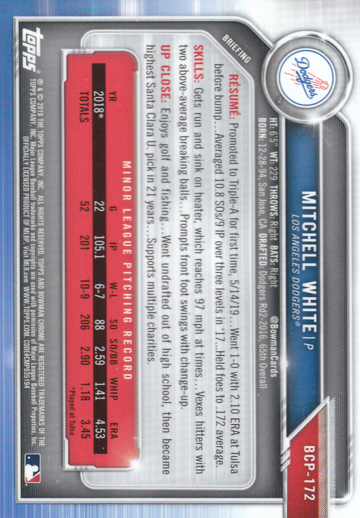 2019 Bowman Chrome Baseball "Prospects" Insert Cards #BCP1 to #BCP250 - Picture 261 of 353