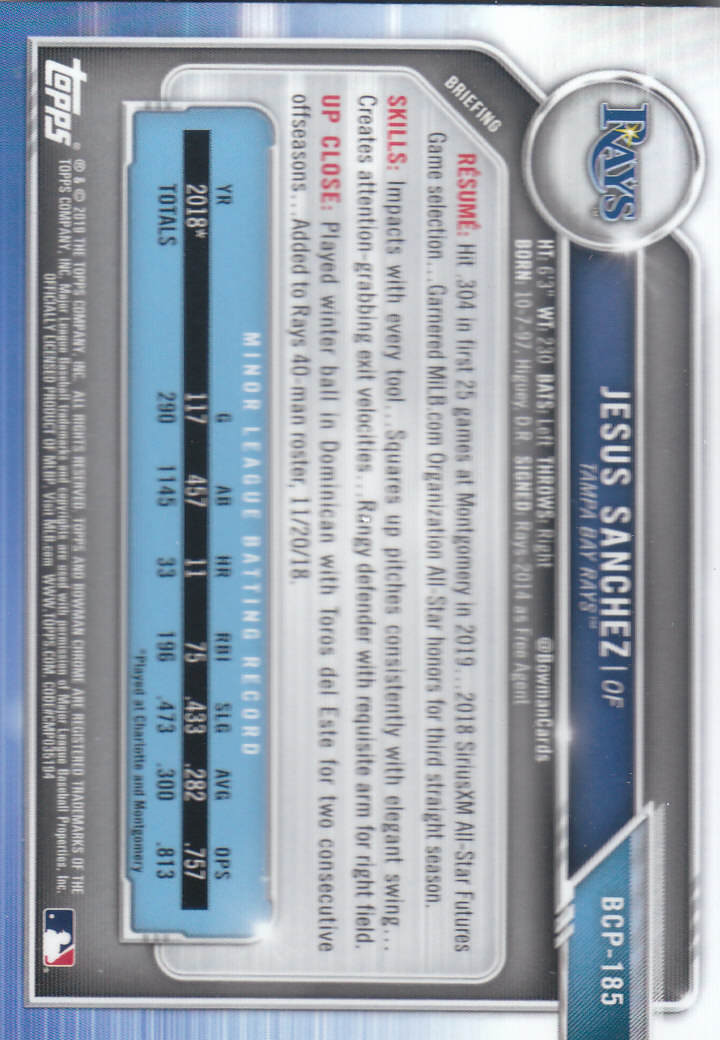 2019 Bowman Chrome Baseball "Prospects" Insert Cards #BCP1 to #BCP250 - Picture 275 of 353