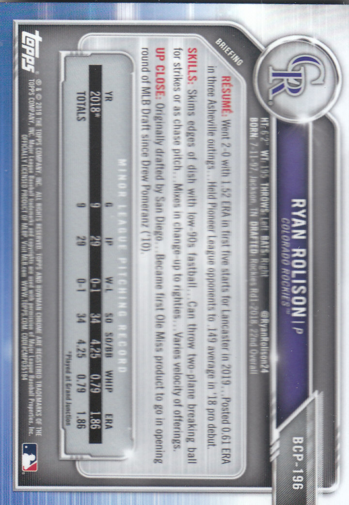 2019 Bowman Chrome Baseball "Prospects" Insert Cards #BCP1 to #BCP250 - Picture 291 of 353