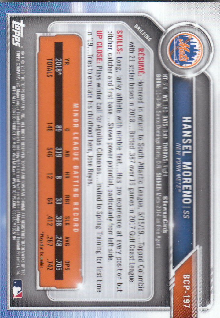 2019 Bowman Chrome Baseball "Prospects" Insert Cards #BCP1 to #BCP250 - Picture 293 of 353