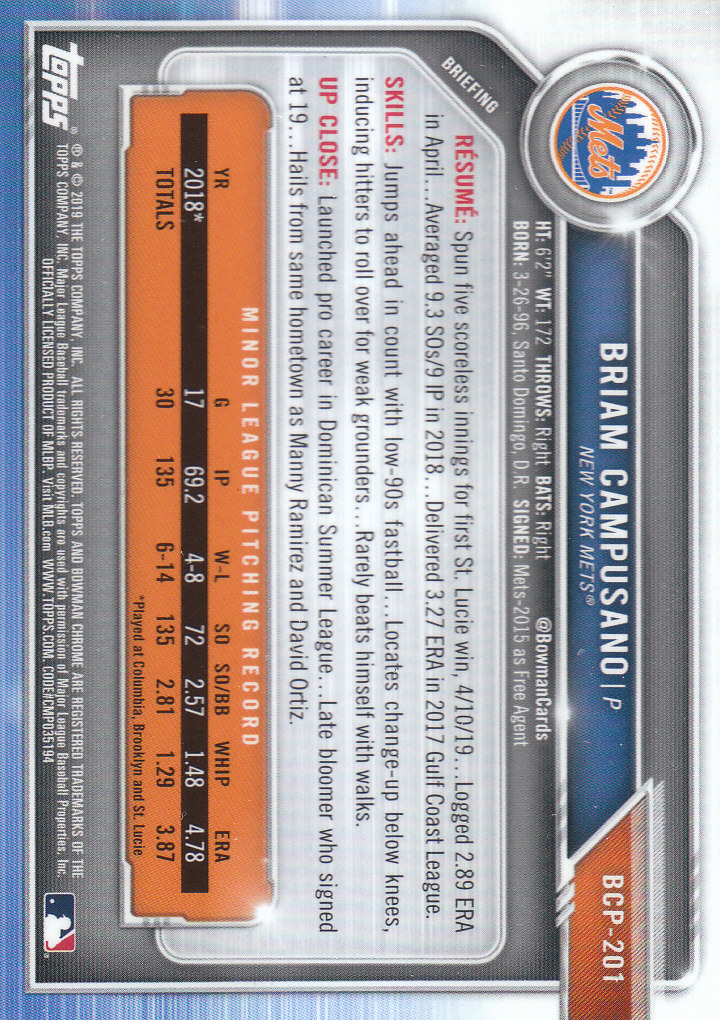 2019 Bowman Chrome Baseball "Prospects" Insert Cards #BCP1 to #BCP250 - Picture 301 of 353