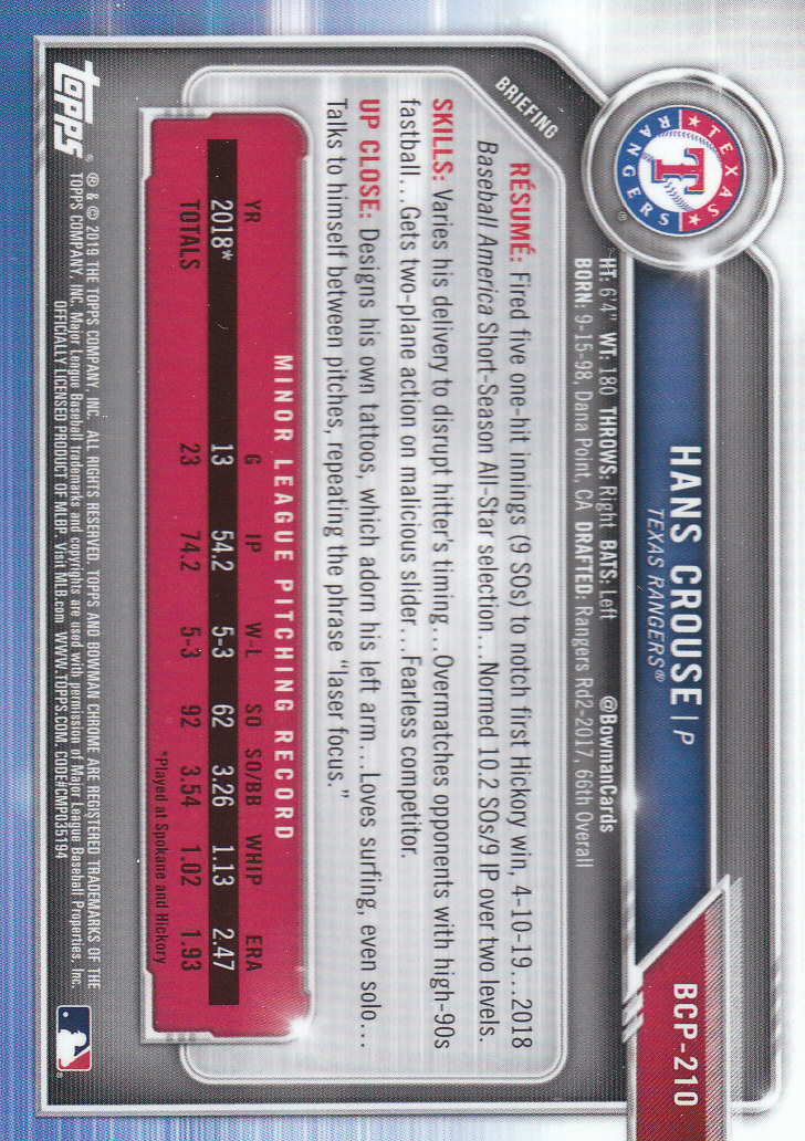2019 Bowman Chrome Baseball "Prospects" Insert Cards #BCP1 to #BCP250 - Picture 311 of 353