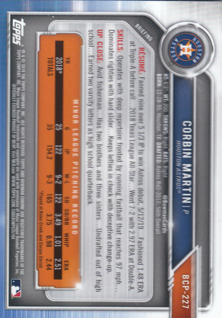 2019 Bowman Chrome Baseball "Prospects" Insert Cards #BCP1 to #BCP250 - Picture 329 of 353