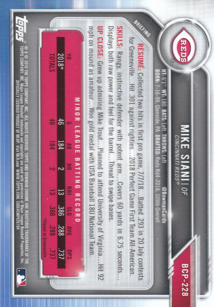 2019 Bowman Chrome Baseball "Prospects" Insert Cards #BCP1 to #BCP250 - Picture 331 of 353