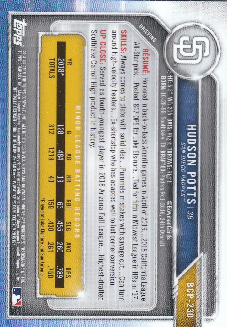 2019 Bowman Chrome Baseball "Prospects" Insert Cards #BCP1 to #BCP250 - Picture 333 of 353