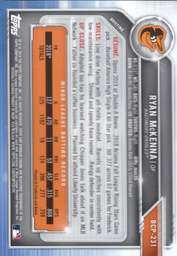2019 Bowman Chrome Baseball "Prospects" Insert Cards #BCP1 to #BCP250 - Picture 335 of 353