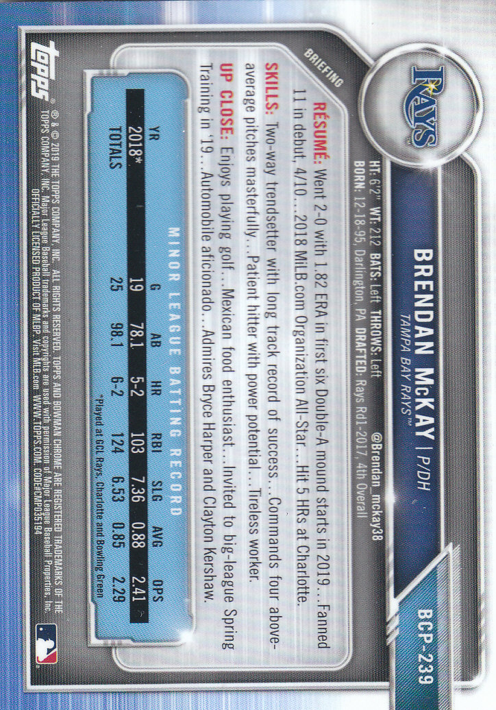 2019 Bowman Chrome Baseball "Prospects" Insert Cards #BCP1 to #BCP250 - Picture 343 of 353