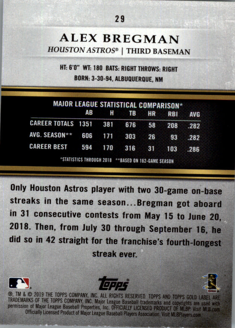 2019 Topps Gold Label Baseball Part 2 Class 2 Main Set and Parallel Cards - Picture 39 of 159
