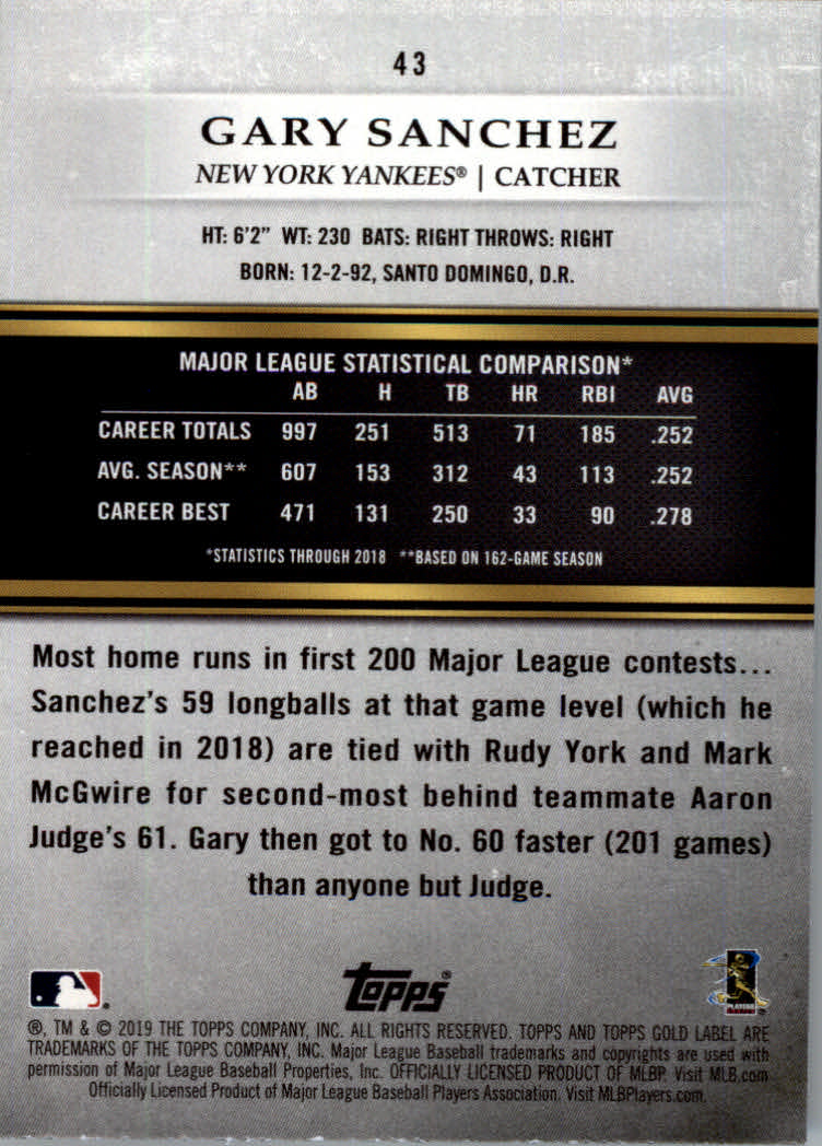 2019 Topps Gold Label Baseball Part 2 Class 2 Main Set and Parallel Cards - Picture 53 of 159