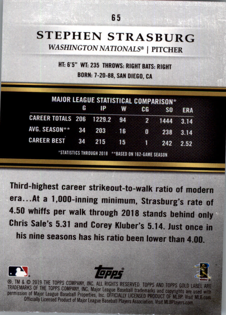 2019 Topps Gold Label Baseball Part 2 Class 2 Main Set and Parallel Cards - Picture 83 of 159