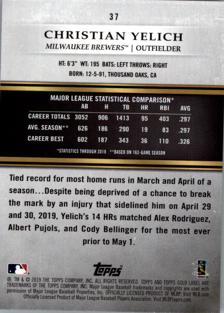 2019 Topps Gold Label Baseball Part 2 Class 2 Main Set and Parallel Cards - Picture 139 of 159
