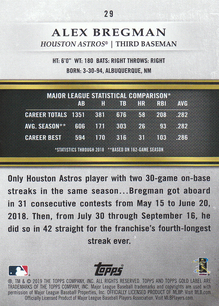 2019 Topps Gold Label Baseball Part 2 Class 2 Main Set and Parallel Cards - Picture 155 of 159