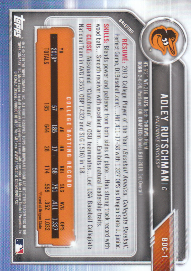 2019 Bowman Chrome Draft Baseball Part 1 Main Set Cards #BDC1 to #BDC200 - Picture 3 of 383