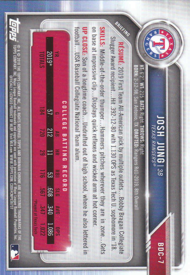 2019 Bowman Chrome Draft Baseball Part 1 Main Set Cards #BDC1 to #BDC200 - Picture 15 of 383