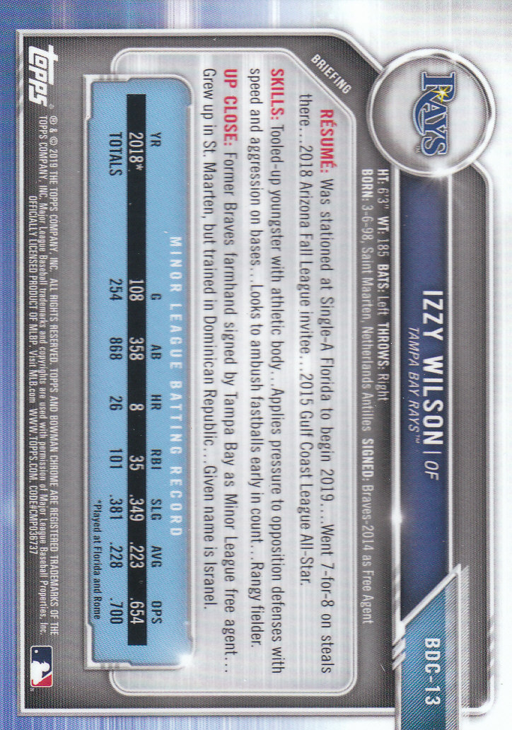 2019 Bowman Chrome Draft Baseball Part 1 Main Set Cards #BDC1 to #BDC200 - Picture 25 of 383