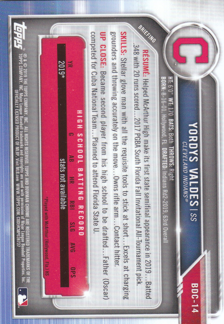 2019 Bowman Chrome Draft Baseball Part 1 Main Set Cards #BDC1 to #BDC200 - Picture 27 of 383