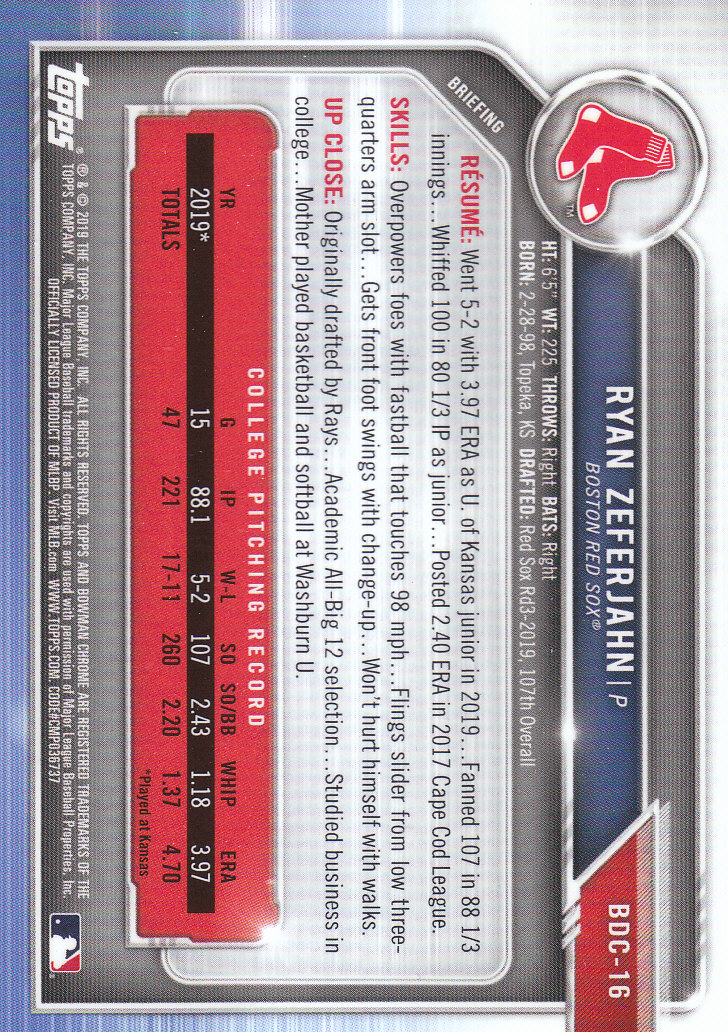 2019 Bowman Chrome Draft Baseball Part 1 Main Set Cards #BDC1 to #BDC200 - Picture 31 of 383
