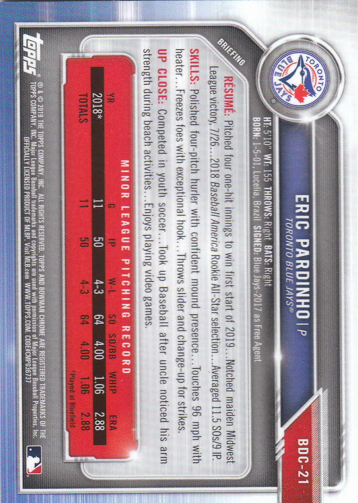 2019 Bowman Chrome Draft Baseball Part 1 Main Set Cards #BDC1 to #BDC200 - Picture 41 of 383