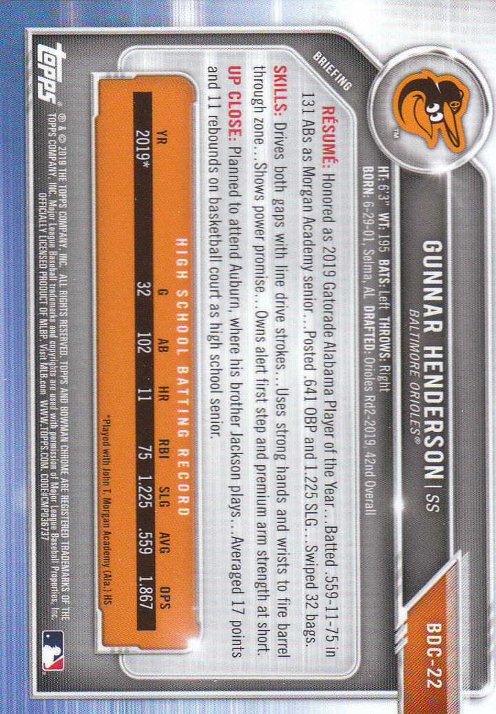 2019 Bowman Chrome Draft Baseball Part 1 Main Set Cards #BDC1 to #BDC200 - Picture 43 of 383