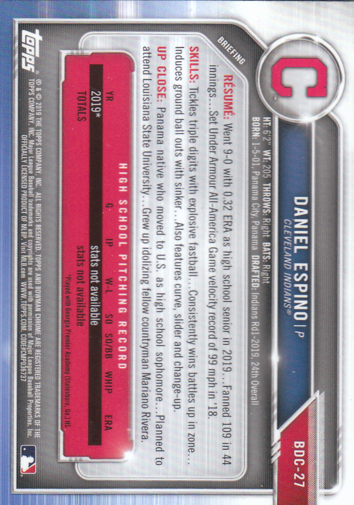 2019 Bowman Chrome Draft Baseball Part 1 Main Set Cards #BDC1 to #BDC200 - Picture 53 of 383