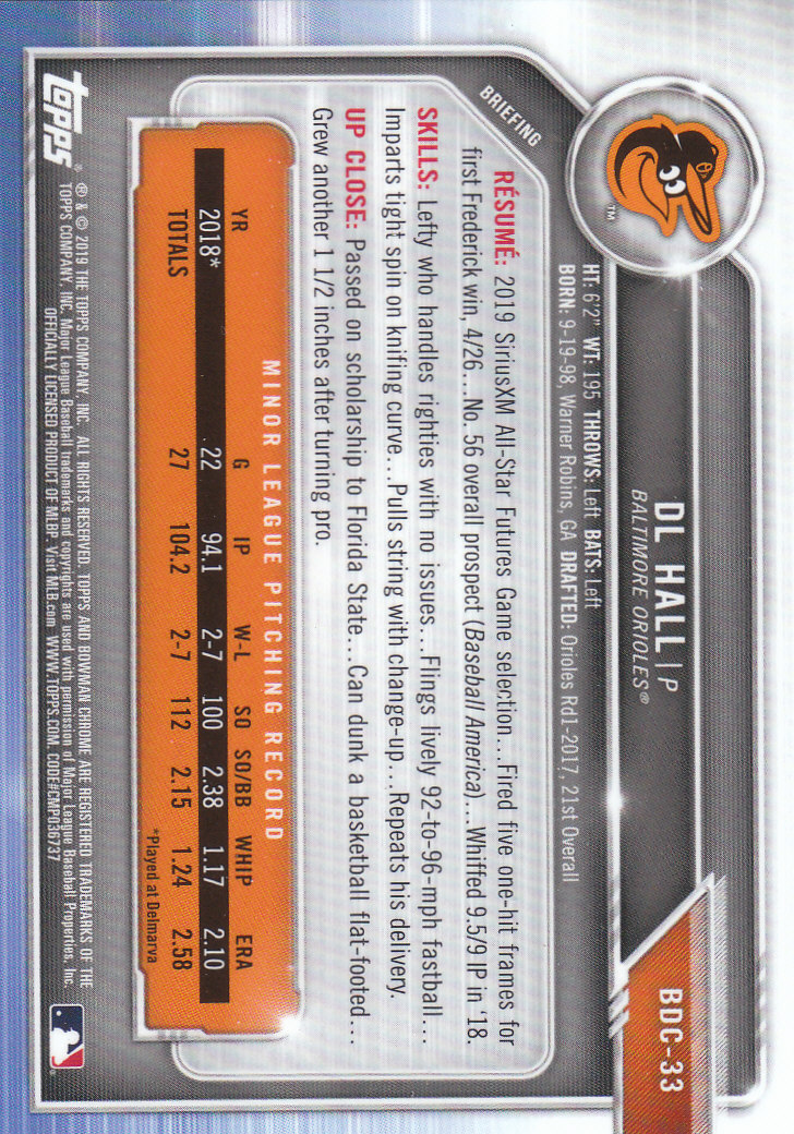 2019 Bowman Chrome Draft Baseball Part 1 Main Set Cards #BDC1 to #BDC200 - Picture 65 of 383