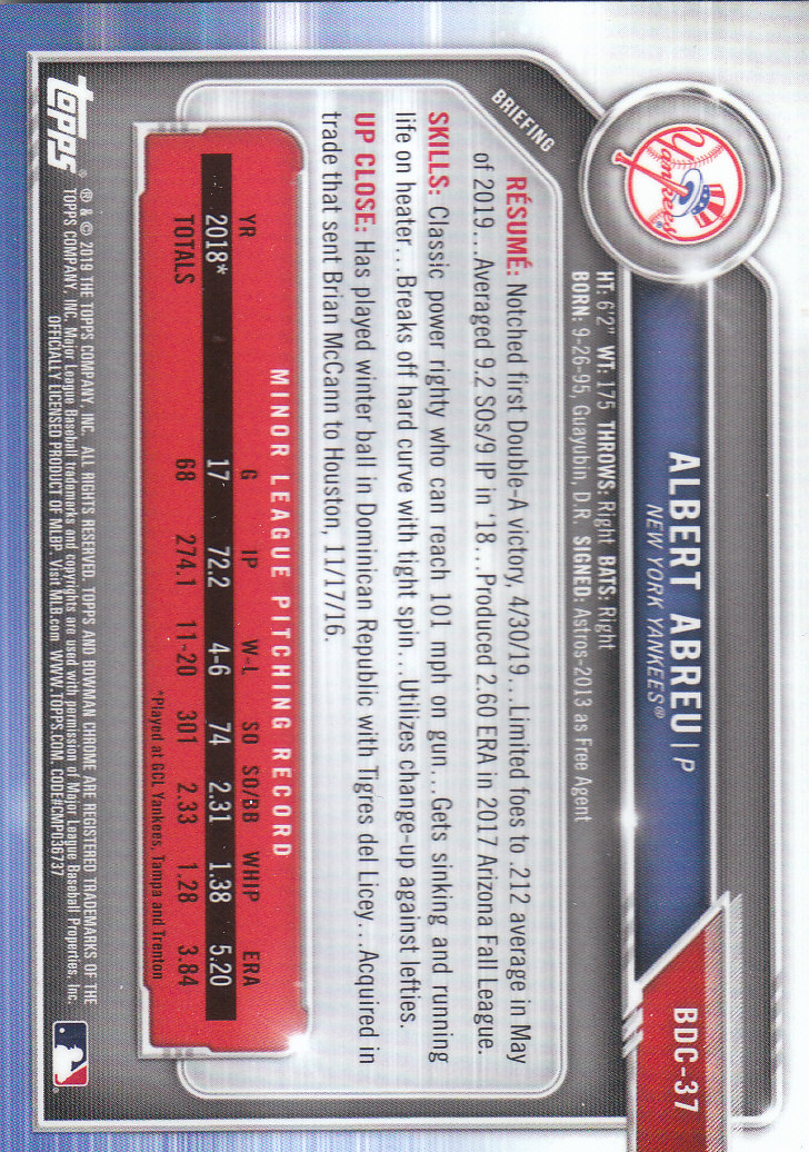 2019 Bowman Chrome Draft Baseball Part 1 Main Set Cards #BDC1 to #BDC200 - Picture 73 of 383