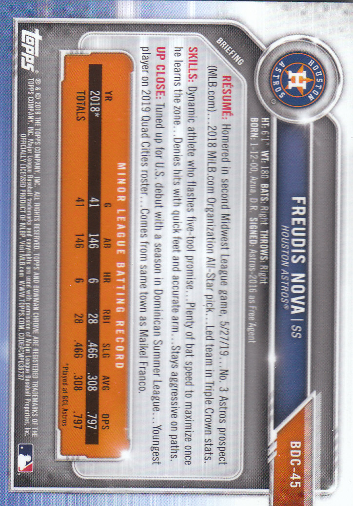 2019 Bowman Chrome Draft Baseball Part 1 Main Set Cards #BDC1 to #BDC200 - Picture 89 of 383
