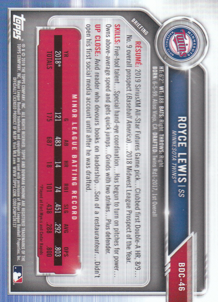 2019 Bowman Chrome Draft Baseball Part 1 Main Set Cards #BDC1 to #BDC200 - Picture 91 of 383