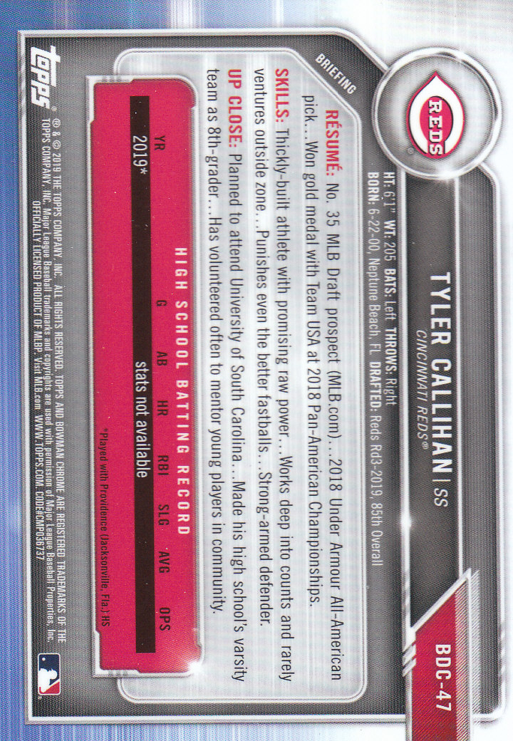 2019 Bowman Chrome Draft Baseball Part 1 Main Set Cards #BDC1 to #BDC200 - Picture 93 of 383