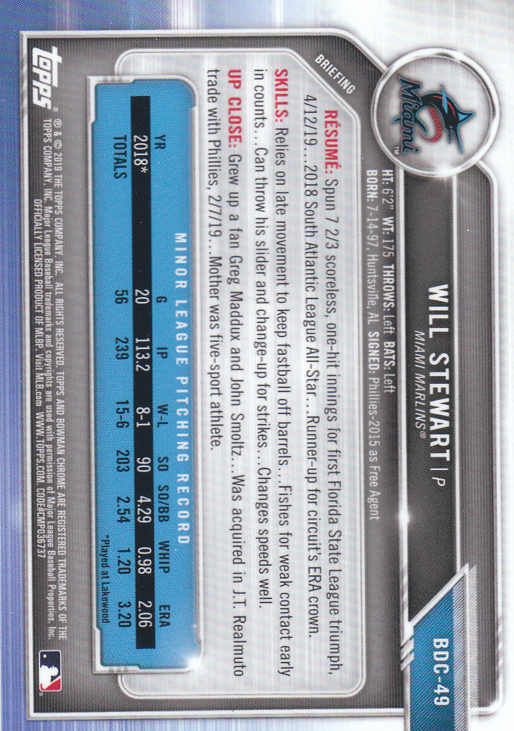 2019 Bowman Chrome Draft Baseball Part 1 Main Set Cards #BDC1 to #BDC200 - Picture 97 of 383