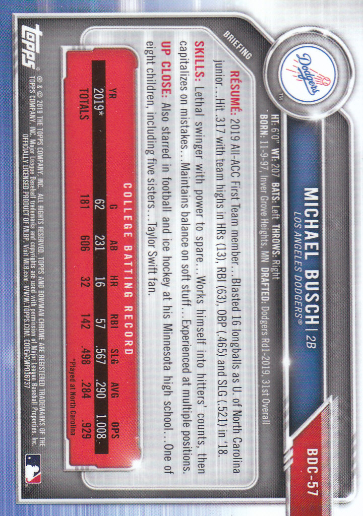 2019 Bowman Chrome Draft Baseball Part 1 Main Set Cards #BDC1 to #BDC200 - Picture 113 of 383