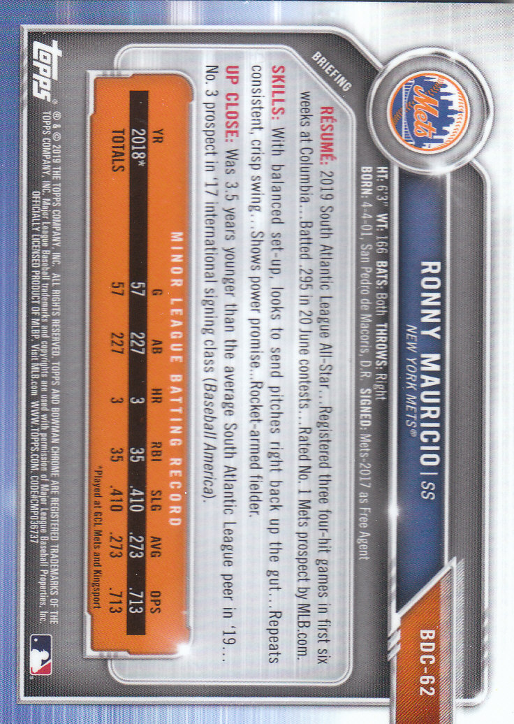 2019 Bowman Chrome Draft Baseball Part 1 Main Set Cards #BDC1 to #BDC200 - Picture 119 of 383